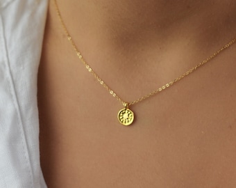 Simple Teeny Tiny Coin Layering Necklace Gold Minimalist Dainty Delicate Handmade Jewelry Bridal Wife Birthday Girlfriend gift 20/% off