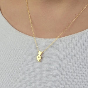 Personalized Cat Initial Necklace: 14K Gold Filled Kitty Pendant
