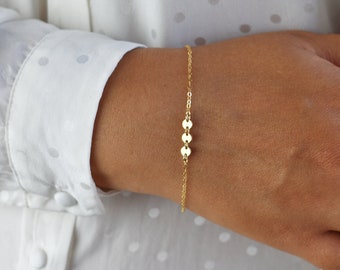 Dainty Gold Filled Discs Bracelet: Three Sisters, Friendship Jewelry