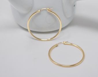 Dainty Hoop Earrings, Round Hoop Earrings, Every Day Earrings, Large Hoop Earrings, Simple Gold Hoops, Daughter Gift, Christmas GiftAD213