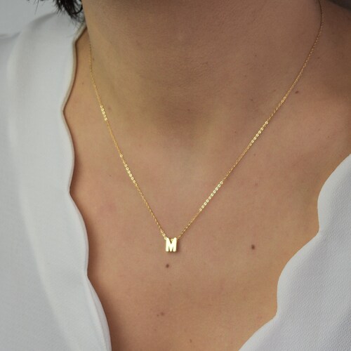 Dainty Initial Necklace Gold Letter 