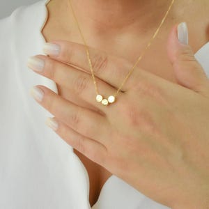 Custom Initial Necklace for Mom, Personalized Disk Pendant with Kids Initials, Delicate Dot Charm in Gold, Sterling Silver, Rose Gold AD065