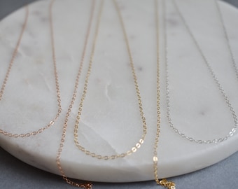 Simple Gold Necklace, Dainty Silver Necklace, Rose Gold Delicate Thin Chain, Minimal Necklace, Layering Necklace, Every Day Necklace AD055