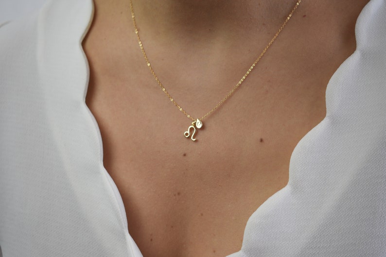 Tiny Zodiac Necklace, Horoscope Necklace,Gold Tear Drop Necklace, Custom Initial Necklace, Constellation Necklace, Astrology Necklace AD158 image 5