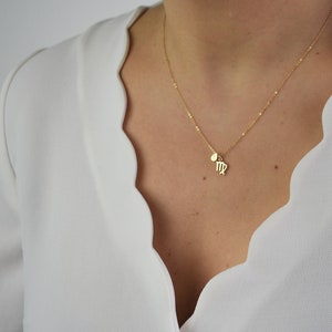 Tiny Zodiac Necklace, Horoscope Necklace,Gold Tear Drop Necklace, Custom Initial Necklace, Constellation Necklace, Astrology Necklace AD158 image 3