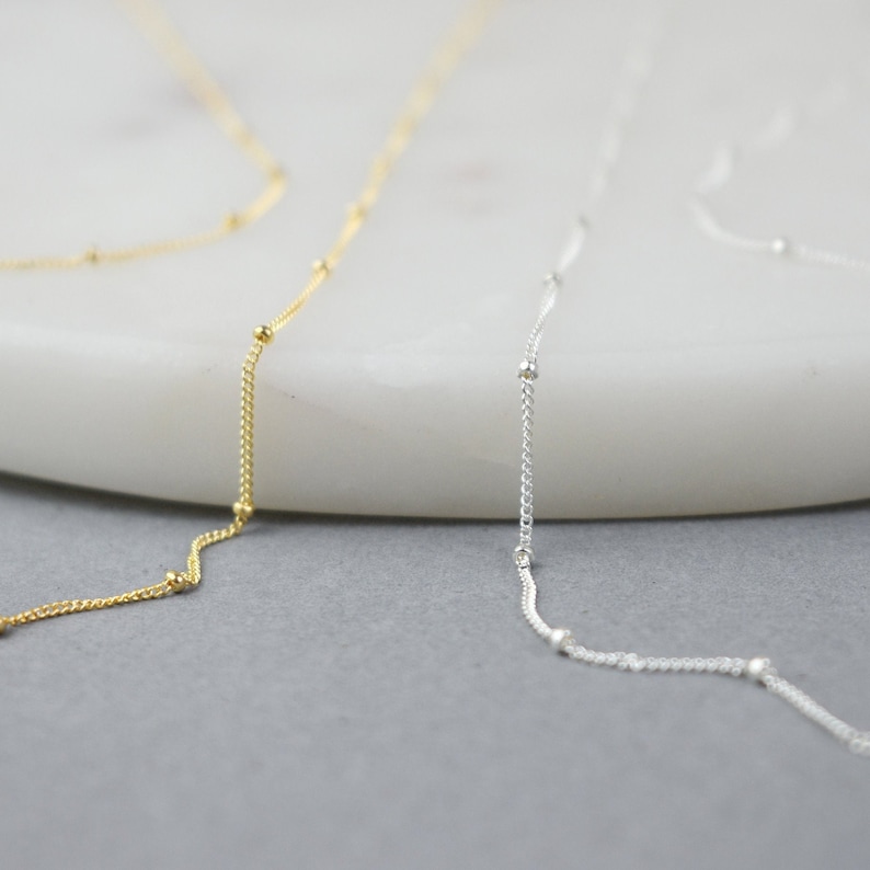 Satellite Chain Necklace, Gold Filled or Sterling Silver Beaded Chain ...