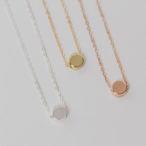 Gold Dot Necklace, Tiny Disc Necklace, Delicate Flat Circle Necklace , Thin Gold Chain, Every Day Necklace, Minimal Small Gift for Her AD008 image 3