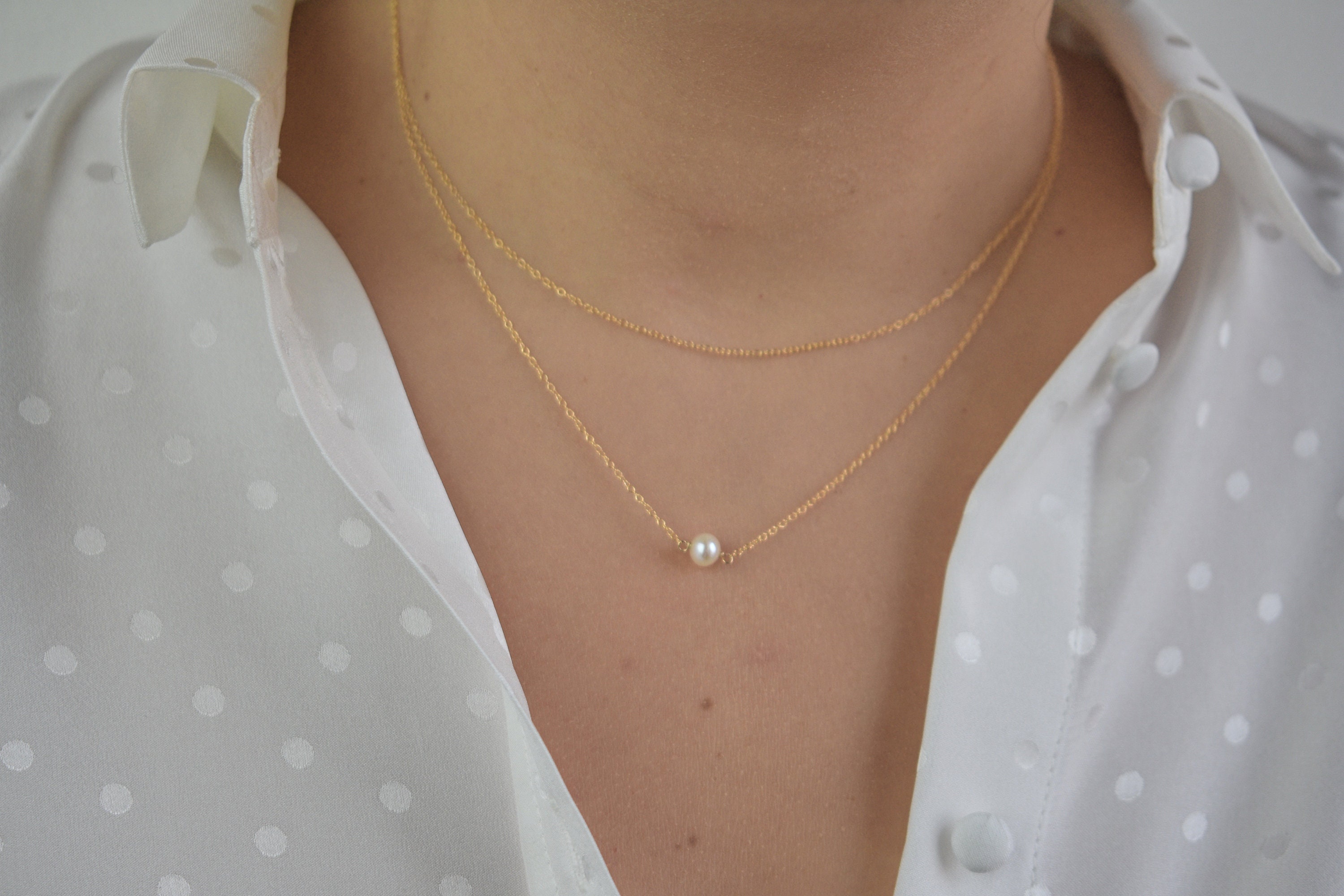 Natural Pearl Necklace - 14K Gold - 3 Sizes - ApolloBox