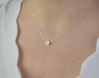 Dainty Disc Necklace, Sparkly Dot Necklace, Shinny Bead Necklace, Delicate Every Day Necklace, Gold Bridal Jewelry, Bridesmaids Gift AD226