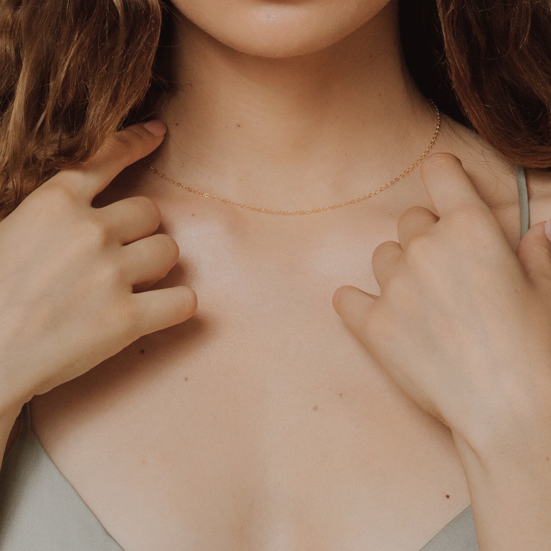 Simple Chain Necklace, Thin Silver Chain, Delicate Minimal Chain ...