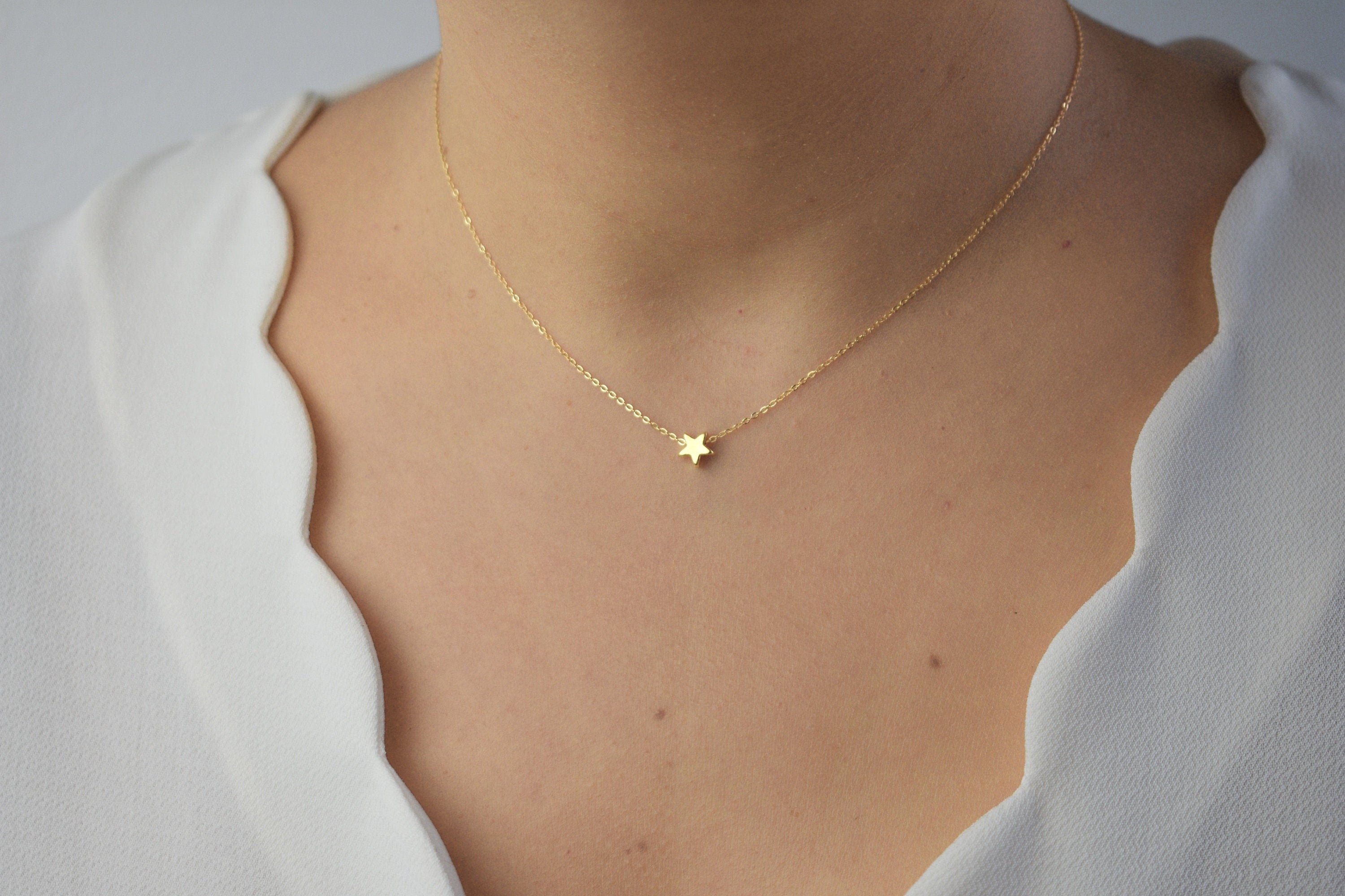 Tiny Gold Plated Star on Gold Plated Chain Modern Minimalist Necklace Gold Plated Star Necklace Tiny Star Necklace