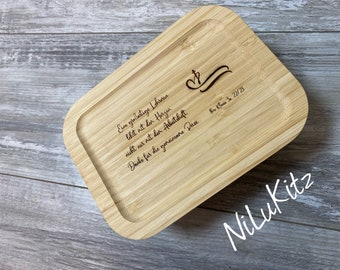 Lunchbox Brotbox Brotdose Snackbox Snackdose Frühstück personalisiert mit Gravur Geschenk Geburtstag Lehrerin Schule Muttertag Vatertag Name