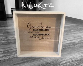 Holz Tablett personalisiert Geschenk Taufe Geburtstag Hochzeit Jubiläum mit Gravur