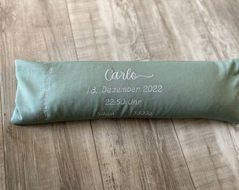 Birth pillow weight size pillow gift birth baptism real size embroidered name saying