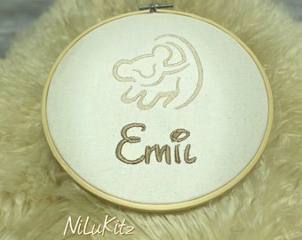 Embroidery Frame Door Sign Baby Gift Birth Baptism Bamboo Embroidered Customizable Name Name Tag