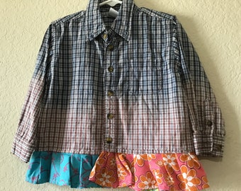 Girls Plaid Up-Cycled Top