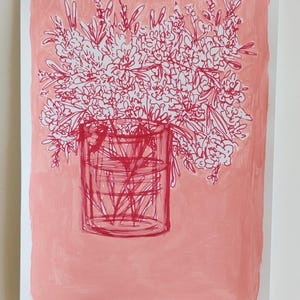 Origineel acrylschilderij met bloemen: botanische muurkunst, A4