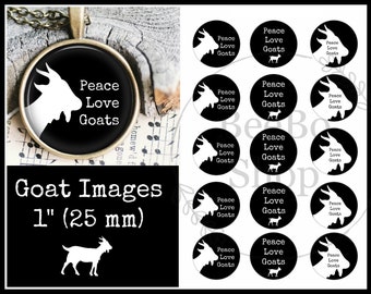 Goat Bottle Cap Images measuring 1 inch (25 mm).  Goat Images for jewelry, keychains toppers, etc.  Instant Download!