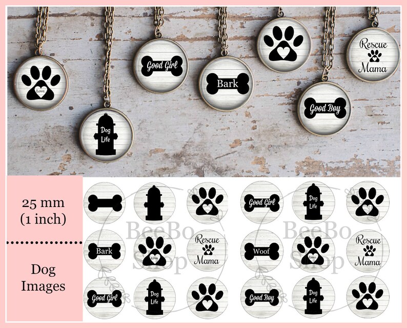 Dog Bottle Cap Images / Dog Bottlecap Images / Dog Images / 25 Etsy