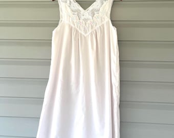 Vintage Barbizon Nightgown Lace Trim | Sheer Ivory Slip Dress | Romantic Lingerie | Carefully Restored