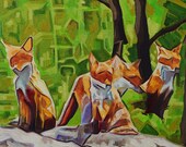 Fox Cub Four – Original Framed Oil on Canvas – 12in x 12in x 1 3/8in – Animal Painting Wildlife Wall Decor – Fox