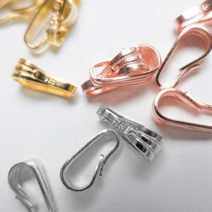 NEW Solid 925 Sterling Silver 18k YELLOW Gold Rose Gold Vermeil Snap-On Bail 7.3x3.6mm Pendant Lock Jewelry Making Supplies Wholesale diy