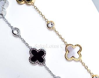 Bracelet à Trèfle à Quatre Feuilles Plaqué Or 18K Bracelet