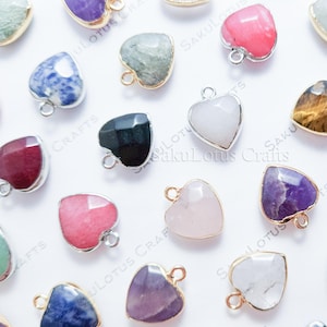 Kleine Natürliche Kristall Herz Anhänger Gold Silber Galvanisiert Rand Charms Halbedelstein Großhandel Schmuck machen Zubehör