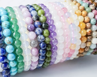 NEW STONES 6mm 8mm Natural Crystal Stone Stretchy Bracelet Round Polished Gemstone Beads Jewelry Making Supplies Wholesale Diy Quartz Jade