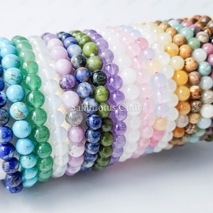 NEW STONES 6mm 8mm Natural Crystal Stone Stretchy Bracelet Round Polished Gemstone Beads Jewelry Making Supplies Wholesale Diy Quartz Jade