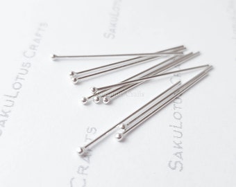 NEW 30mm 21ga Solid 925 Sterling Silver 0.70mm 3cm 1.6mm Ball Head Pins Headpins Wholesale Jewelry Making Supplies Diy Wire Wrapping Sale