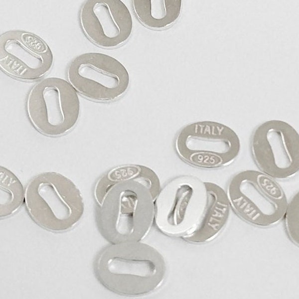 Bulk Solid 925 Sterling Silver Oval Hallmark Stamped Tags Connectors Findings Components Jewelry Making Supplies Wholesale Silver Sale Italy