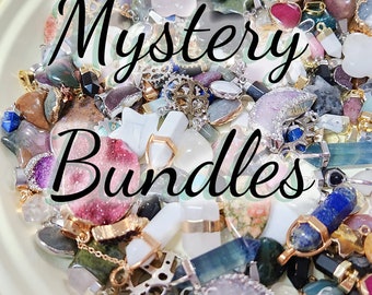 Deep Discount! Assorted Jewelry Pendant Mystery Bag Bundles! All kinds of Perfectly Imperfect, New & Damaged Natural Crystal Stone Pendants
