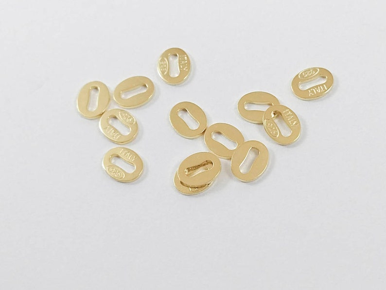 NEW' 18K Yellow Gold Solid 925 Sterling Silver Vermeil Oval Hallmark Stamped Tags Connectors Findings Components Jewelry Wholesale Italy image 6