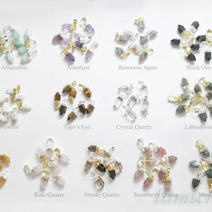 NEW STONESUPGRADED Small Natural Crystal Point Pendant Gold Rose Silver Plated Petite Stone Charm Semi-Precious Gemstones Quartz Diy image 5