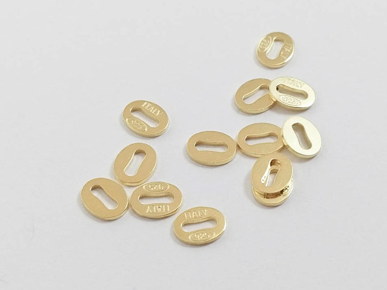 NEW' 18K Yellow Gold Solid 925 Sterling Silver Vermeil Oval Hallmark Stamped Tags Connectors Findings Components Jewelry Wholesale Italy image 4