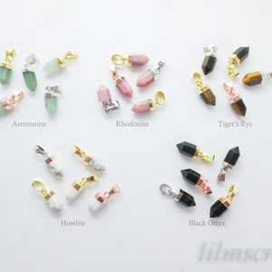 NEW STONESUPGRADED Small Natural Crystal Point Pendant Gold Rose Silver Plated Petite Stone Charm Semi-Precious Gemstones Quartz Diy image 4