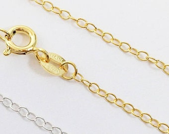 BACK!' 14 16 18 20 22 24" Inch 18K YELLOW Gold Solid 925 Sterling Silver Chain 1.7x2.2mm Cable Chain Necklace Spring Clasp Jewelry Wholesale