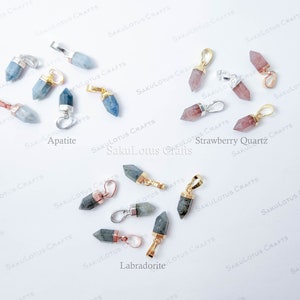 NEW STONESUPGRADED Small Natural Crystal Point Pendant Gold Rose Silver Plated Petite Stone Charm Semi-Precious Gemstones Quartz Diy image 2