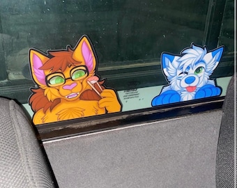 Custom Glossy Peeker Sticker Furry YCH 5 inches Car Window Mirror