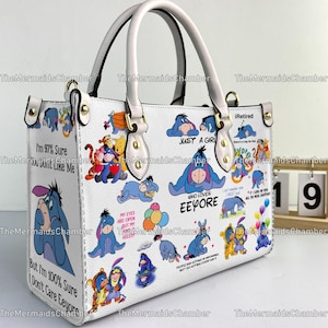Eeyore Winnie The Pooh Personalized Leather Handbag, Winnie The Pooh Woman Handbag, Vintage Shoulder Bag, Crossbody Bag, Top Handle Bag