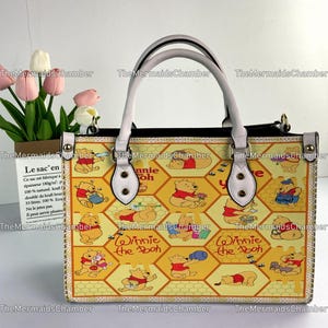 Winnie The Pooh Personalized Leather Handbag, Winnie The Pooh Woman Handbag, Vintage Shoulder Bag, Crossbody Bag, Top Handle Bag