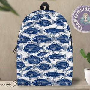 Cute Fish Personalized Backpack, Fish Pattern Back to School Backpack, Personalized Backpack, Kid School Backpack, Backpack Gift