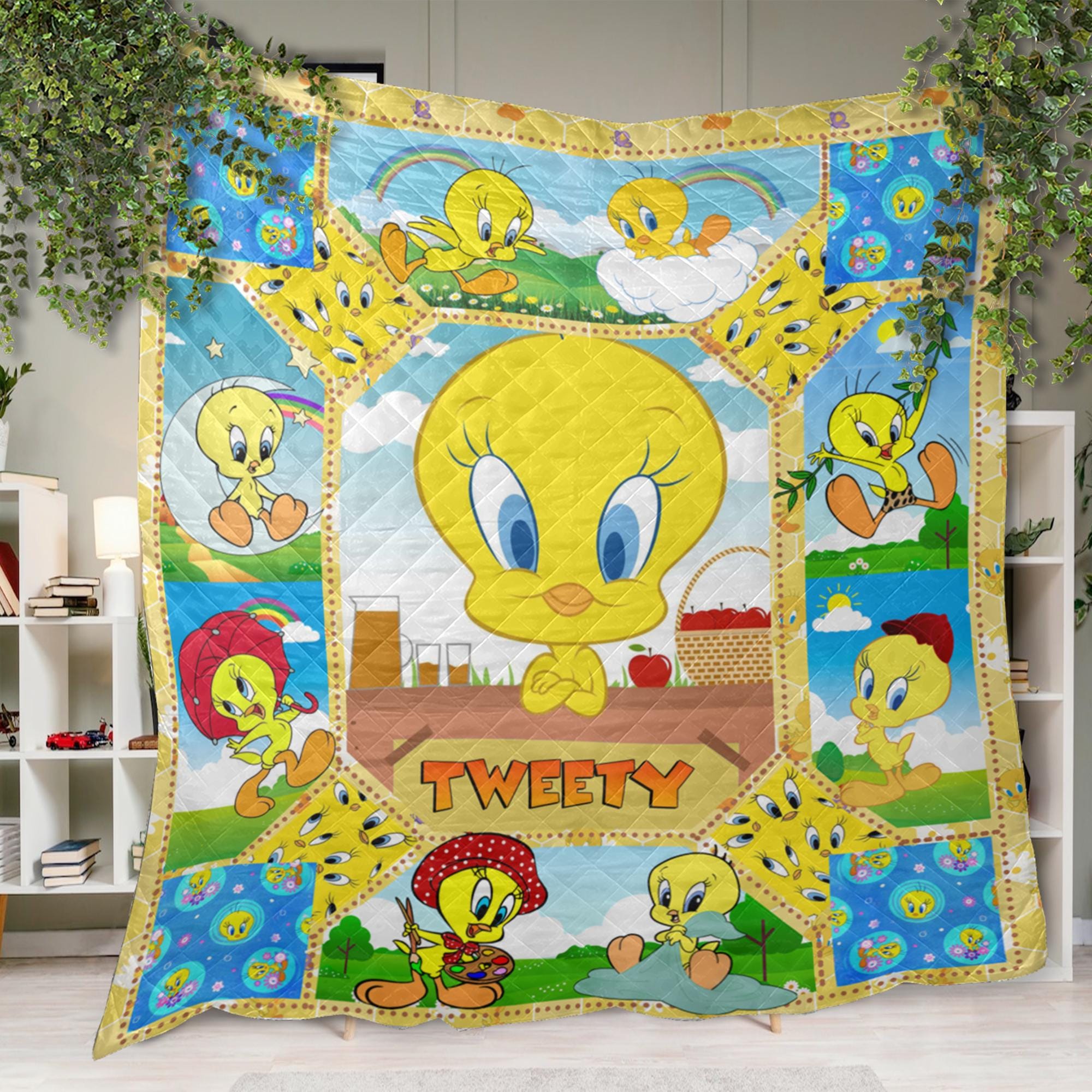 ヴィンテージ トゥイーティー ブランケット Vintage Looney Tunes Tweety Bird Fleece 46” X 63” Throw