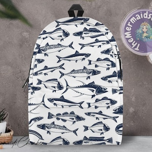 Fish Pattern Personalized Backpack, Fish Pattern Back to School Backpack, Personalized Backpack, Kid School Backpack, Backpack Gift