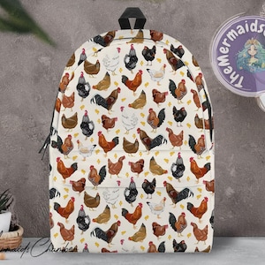 Chicken Pattern Personalized Backpack,  Chicken Pattern Back to School Backpack, Personalized Backpack, Kid School Backpack, Backpack Gift