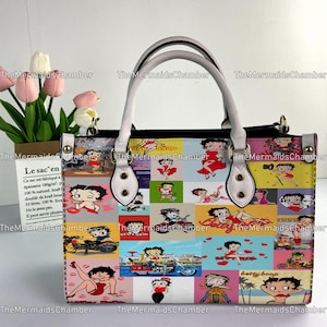 Betty Boop Personalized Leather Handbag, Betty Boop Woman Handbag, Vintage Shoulder Bag, Crossbody Bag, Top Handle Bag
