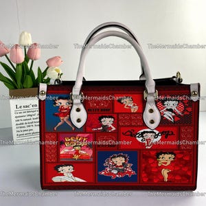 Betty Boop Personalized Leather Handbag, Betty Boop Woman Handbag, Vintage Shoulder Bag, Crossbody Bag, Top Handle Bag