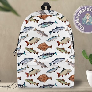 Fisch-Muster personalisierte Rucksack, Marine Leben zurück zu Schulrucksack, personalisierte Rucksack, Kinderschulrucksack, Rucksack-Geschenk