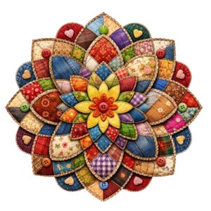 Diseño de sublimación de mandala floral patchwork 3D png 300 ppp Descarga instantánea Uso comercial